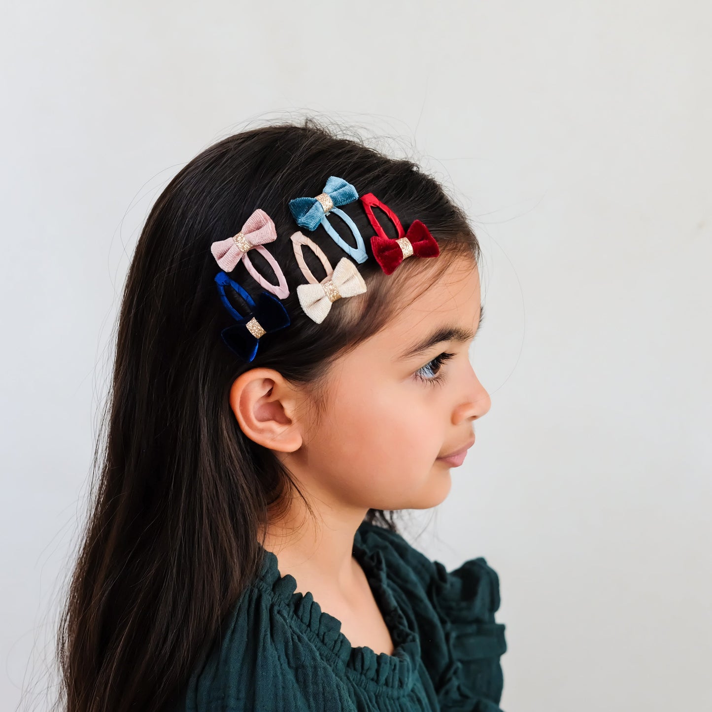 Tinkerbell Velvet Bow Mini Hair Clips