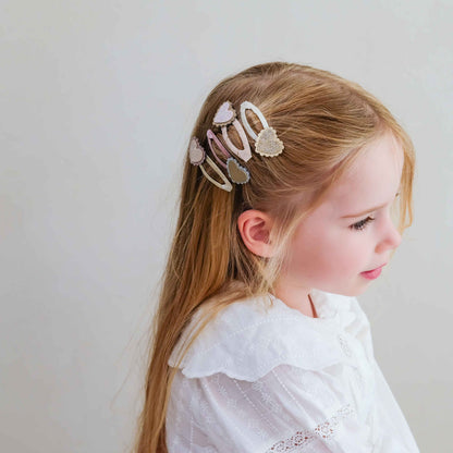 Scalloped Heart Hair Clips