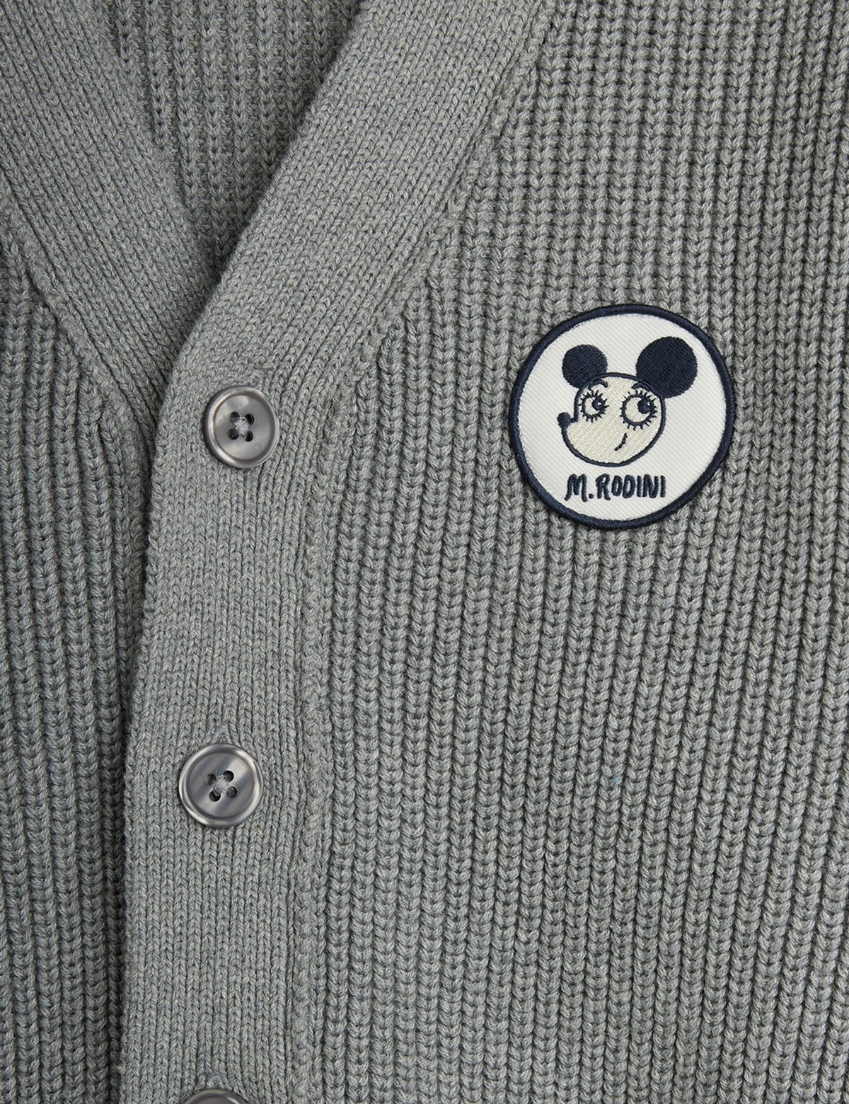 Mini Rodini Ritzratz Patch Knitted Cardigan Grey Melange
