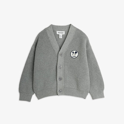 Mini Rodini Ritzratz Patch Knitted Cardigan Grey Melange
