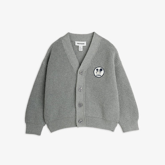 Mini Rodini Ritzratz Patch Knitted Cardigan Grey Melange