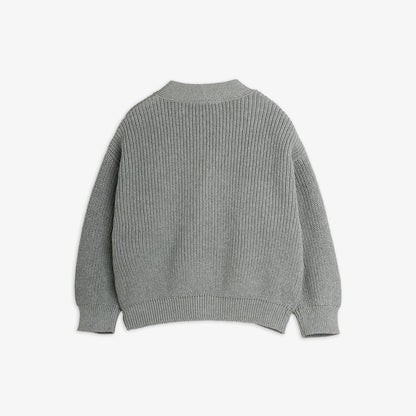 Mini Rodini Ritzratz Patch Knitted Cardigan Grey Melange