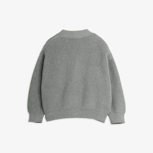 Mini Rodini Ritzratz Patch Knitted Cardigan Grey Melange