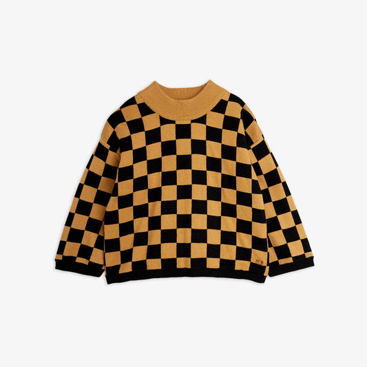 Mini Rodini Chess Check Knitted Sweater Brown