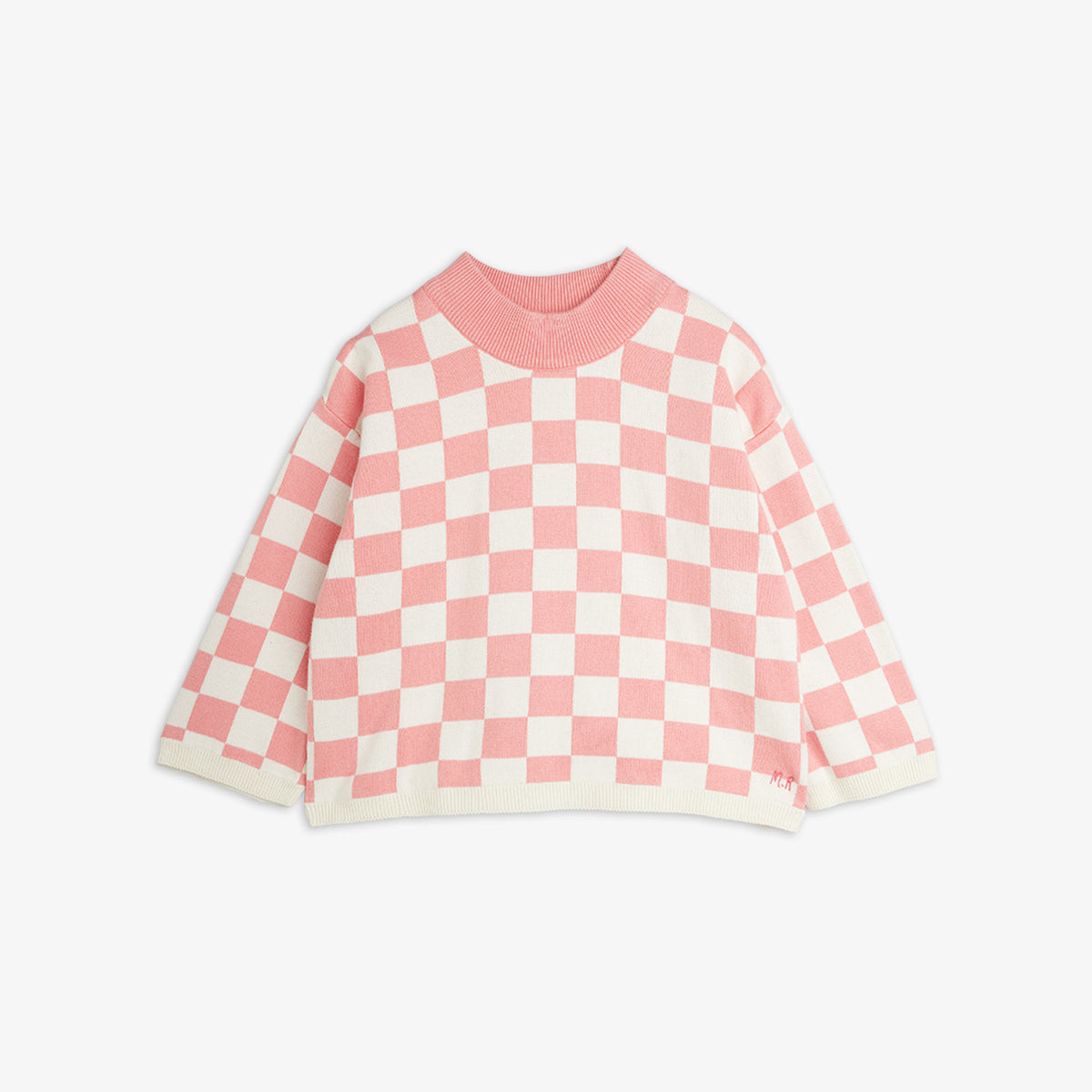 Mini Rodini Chess Check Knitted Sweater Pink