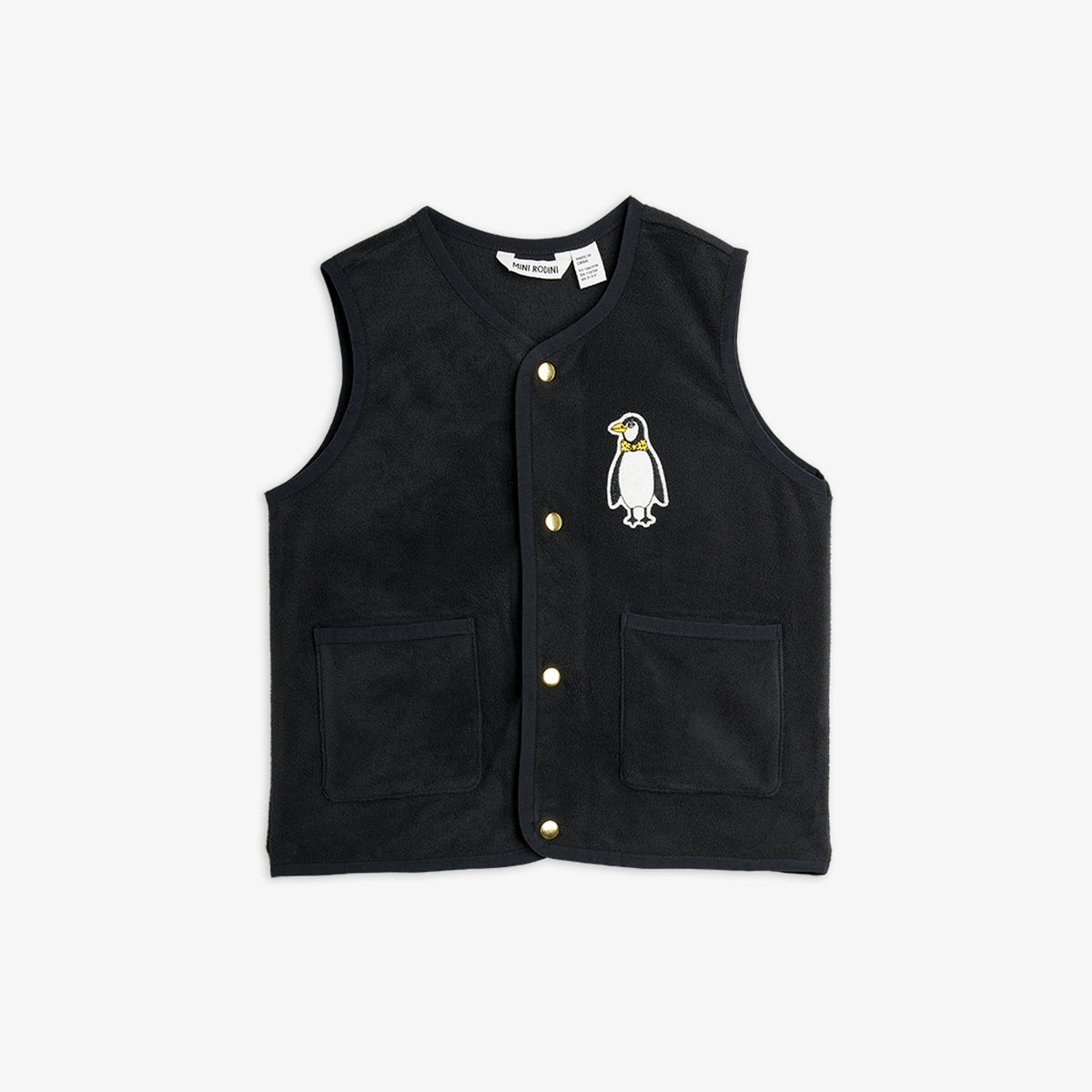 Mini Rodini Penguin Patch Microfleece Vest Black