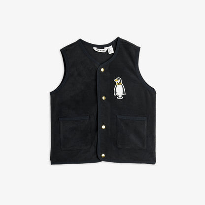 Mini Rodini Penguin Patch Microfleece Vest Black