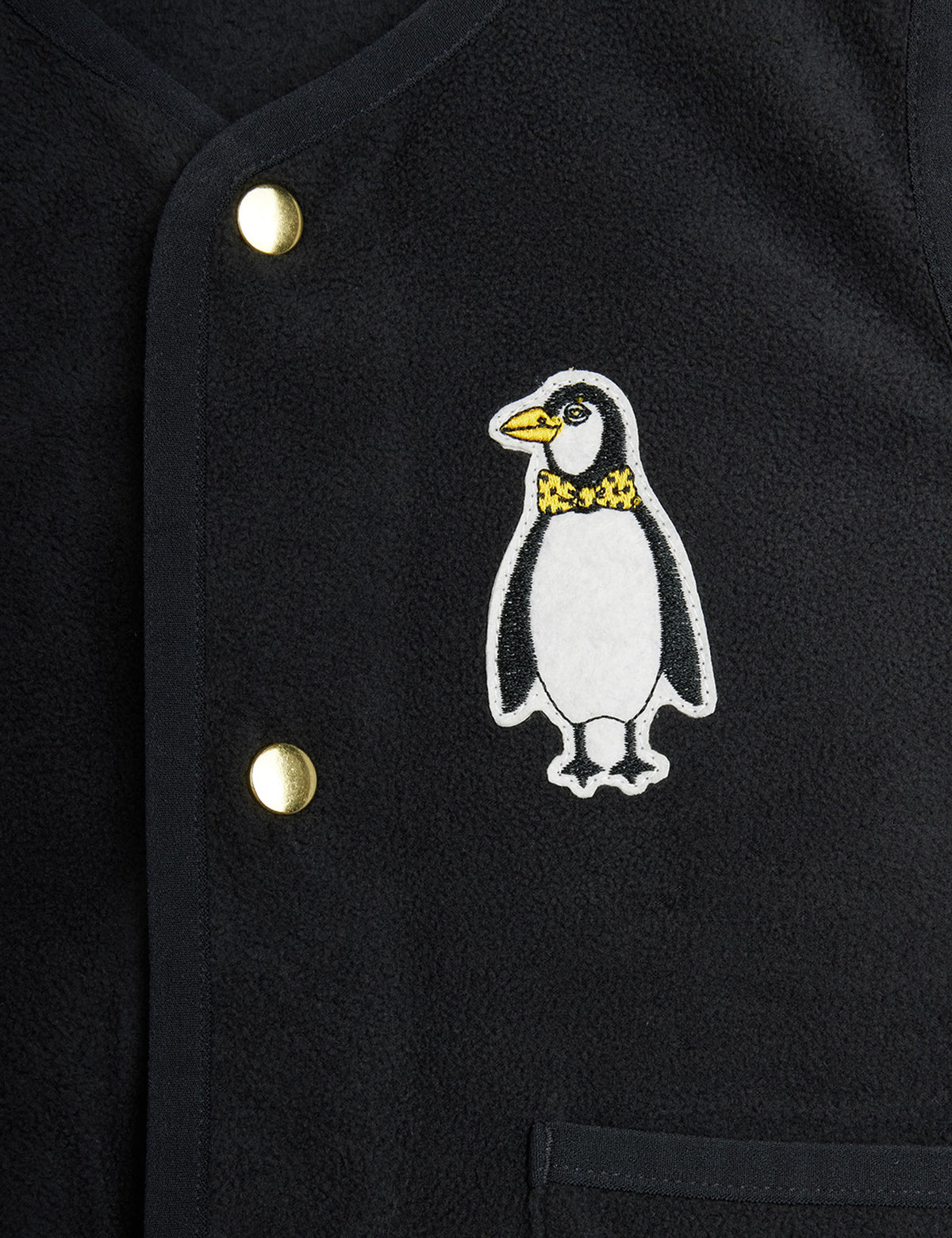 Mini Rodini Penguin Patch Microfleece Vest Black