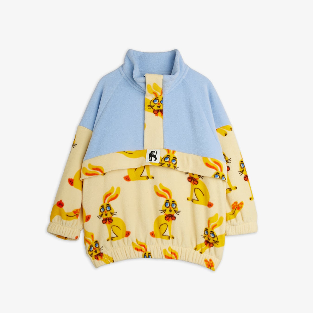 Mini Rodini Rabbits Fleece Half-Zip Sweater Yellow