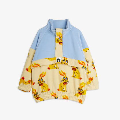 Mini Rodini Rabbits Fleece Half-Zip Sweater Yellow