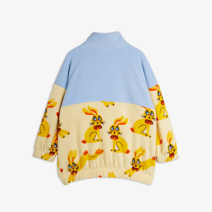 Mini Rodini Rabbits Fleece Half-Zip Sweater Yellow