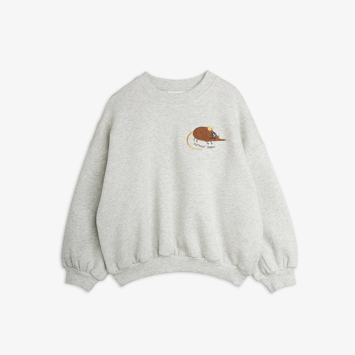 Mini Rodini Elephant Shrew Embroidered Sweatshirt Grey Melange