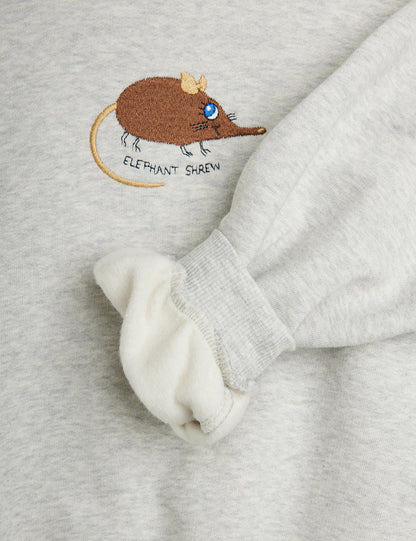 Mini Rodini Elephant Shrew Embroidered Sweatshirt Grey Melange