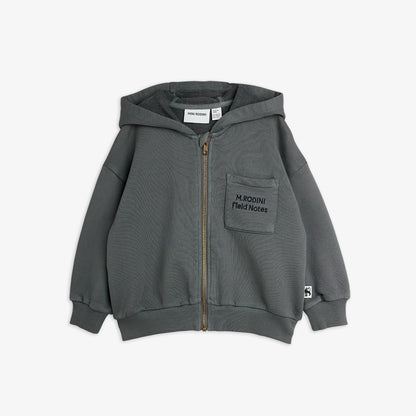 Mini Rodini Field Notes Embroidered Hoodie Grey