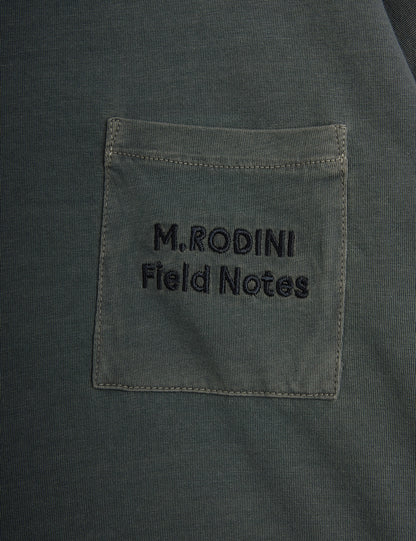 Mini Rodini Field Notes Embroidered Long Sleeve T-Shirt Grey