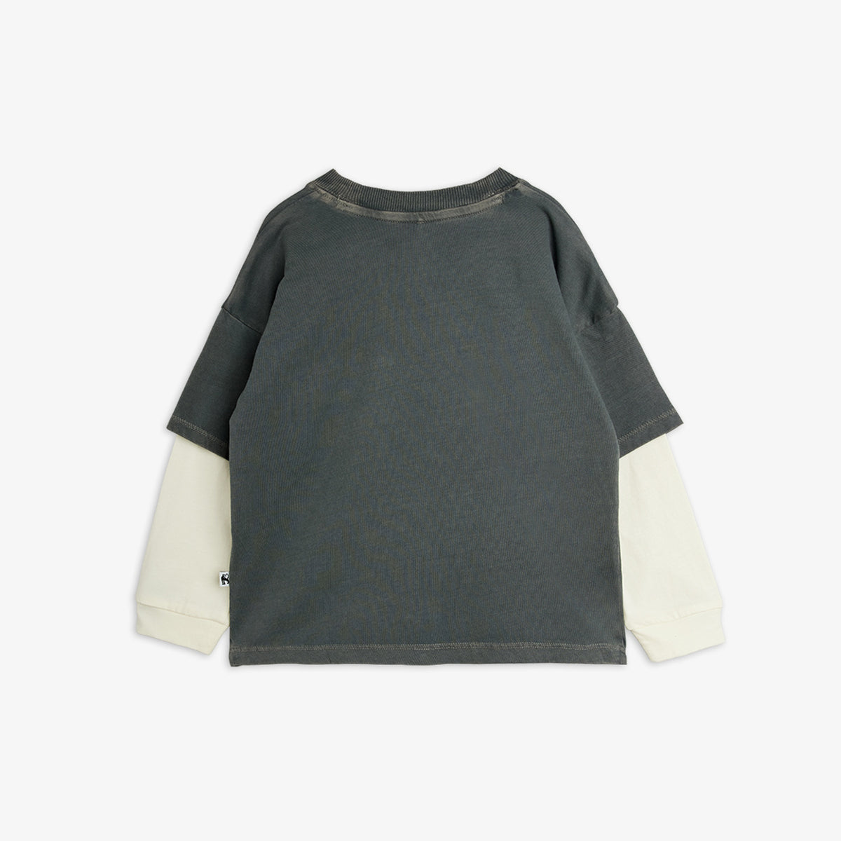 Mini Rodini Field Notes Embroidered Long Sleeve T-Shirt Grey