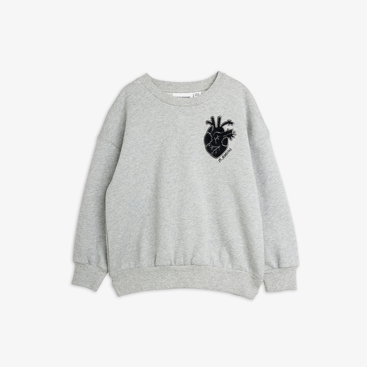 Mini Rodini Heart Appliqué Sweatshirt Grey Melange