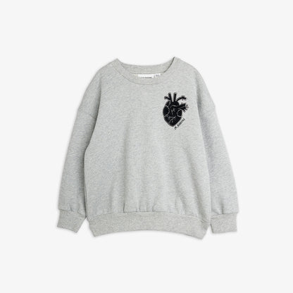 Mini Rodini Heart Appliqué Sweatshirt Grey Melange