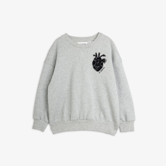Mini Rodini Heart Appliqué Sweatshirt Grey Melange