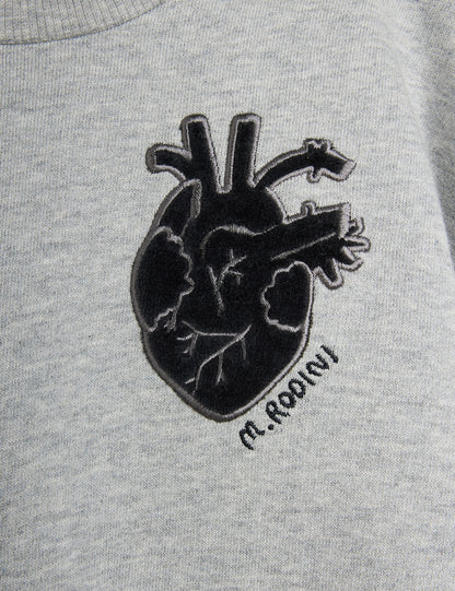 Mini Rodini Heart Appliqué Sweatshirt Grey Melange