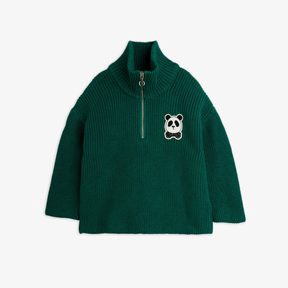 Mini Rodini Panda Chunky Knit Sweater Green