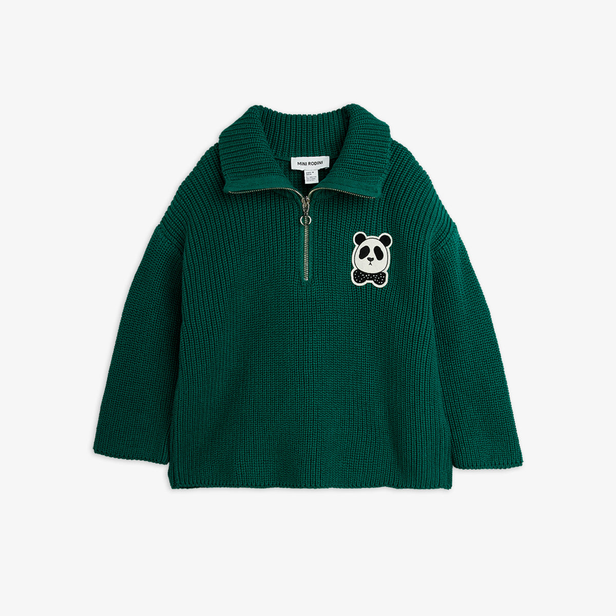Mini Rodini Panda Chunky Knit Sweater Green