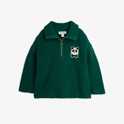 Mini Rodini Panda Chunky Knit Sweater Green