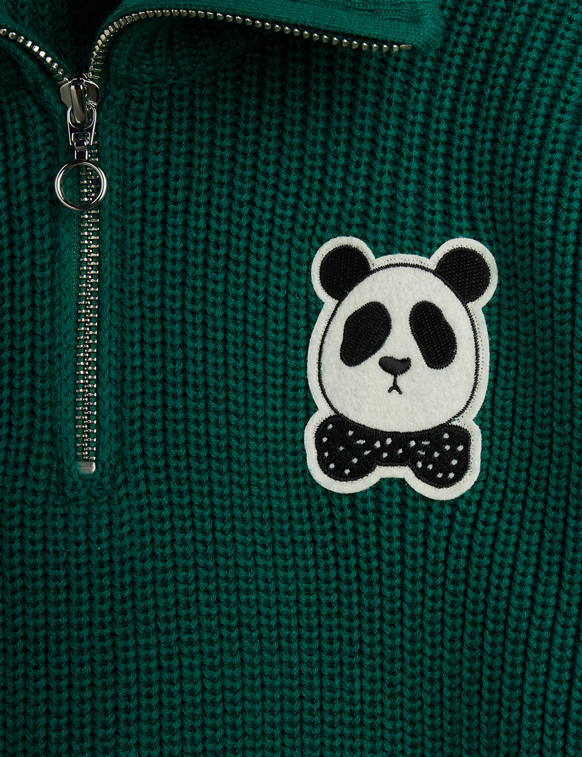 Mini Rodini Panda Chunky Knit Sweater Green