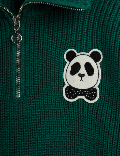 Mini Rodini Panda Chunky Knit Sweater Green