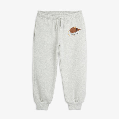 Mini Rodini Elephant Shrew Embroidered Sweatpants Grey Melange