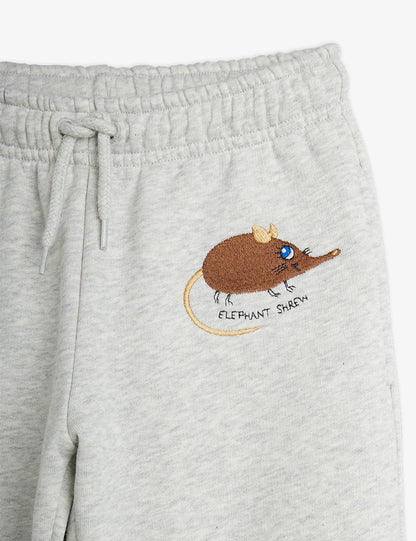 Mini Rodini Elephant Shrew Embroidered Sweatpants Grey Melange