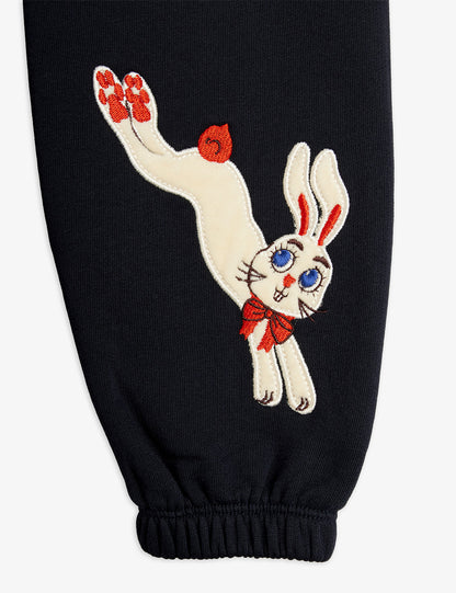 Mini Rodini Rabbit Appliqué Sweatpants Black