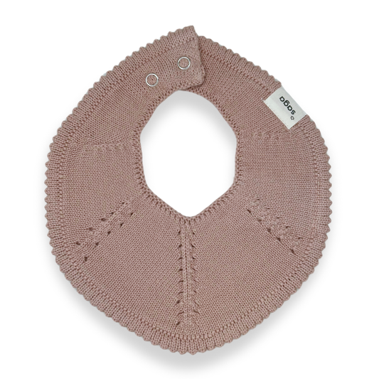 Knitted Bib - Organic cotton - Old Rose - Adjustable
