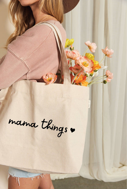 MAMA THINGS Canvas Tote Bag: NATURAL / ONE SIZE