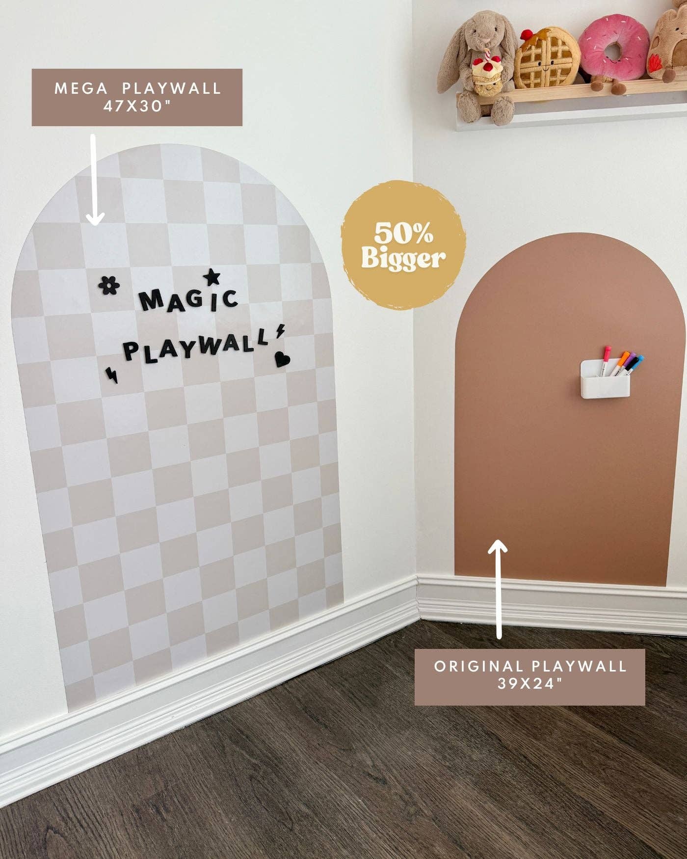 MEGA Magic Playwall - Arch Magnetic Wall Decal for Kids: Neutral Check