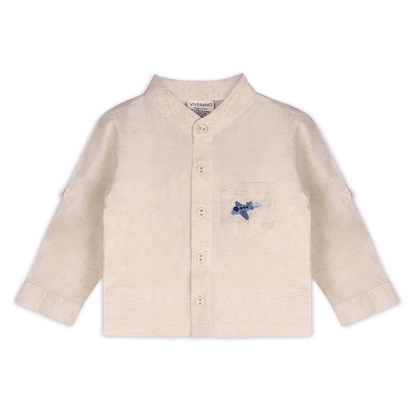 Portofino Baby Shirt & Pants Set (Organic Cotton): Natural / Navy / 2T