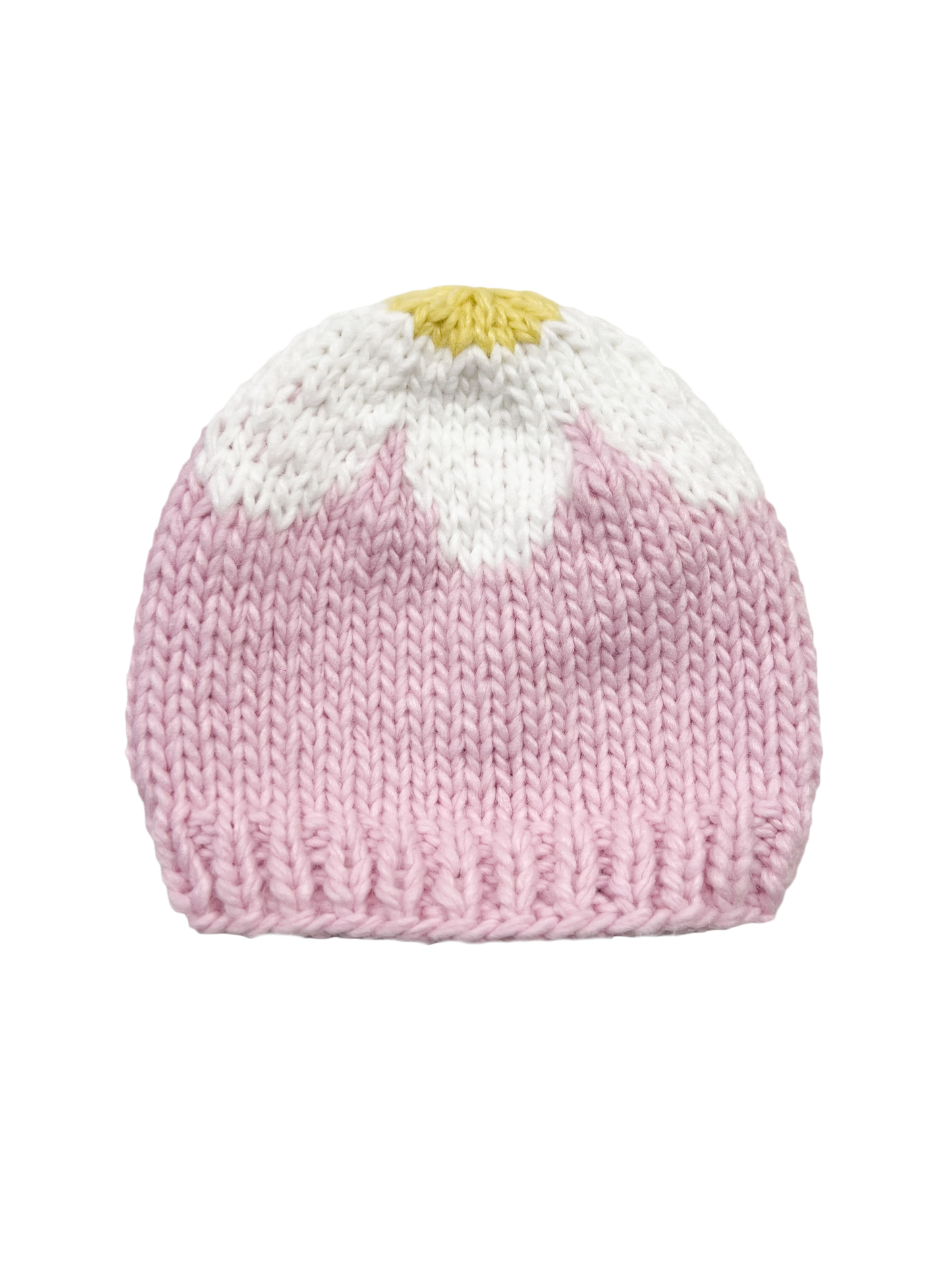 Flower Hat Pink White Baby Kid Girl Beanie Fall Accessories : S; 6-24M