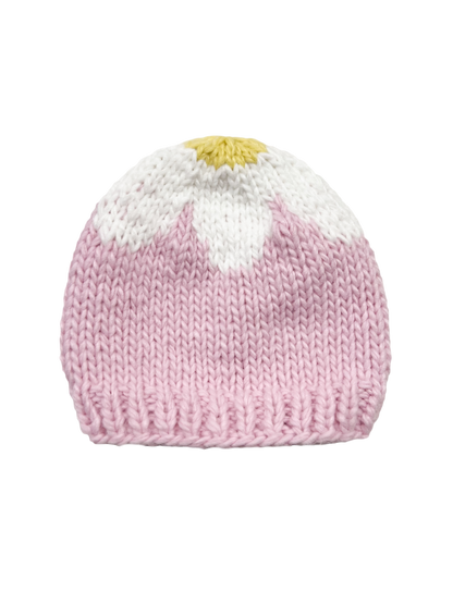 Flower Hat Pink White Baby Kid Girl Beanie Fall Accessories : S; 6-24M