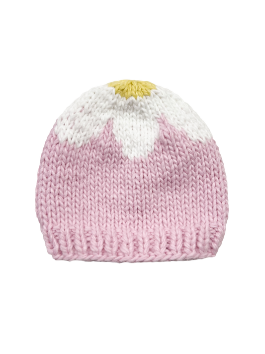 Flower Hat Pink White Baby Kid Girl Beanie Fall Accessories : S; 6-24M