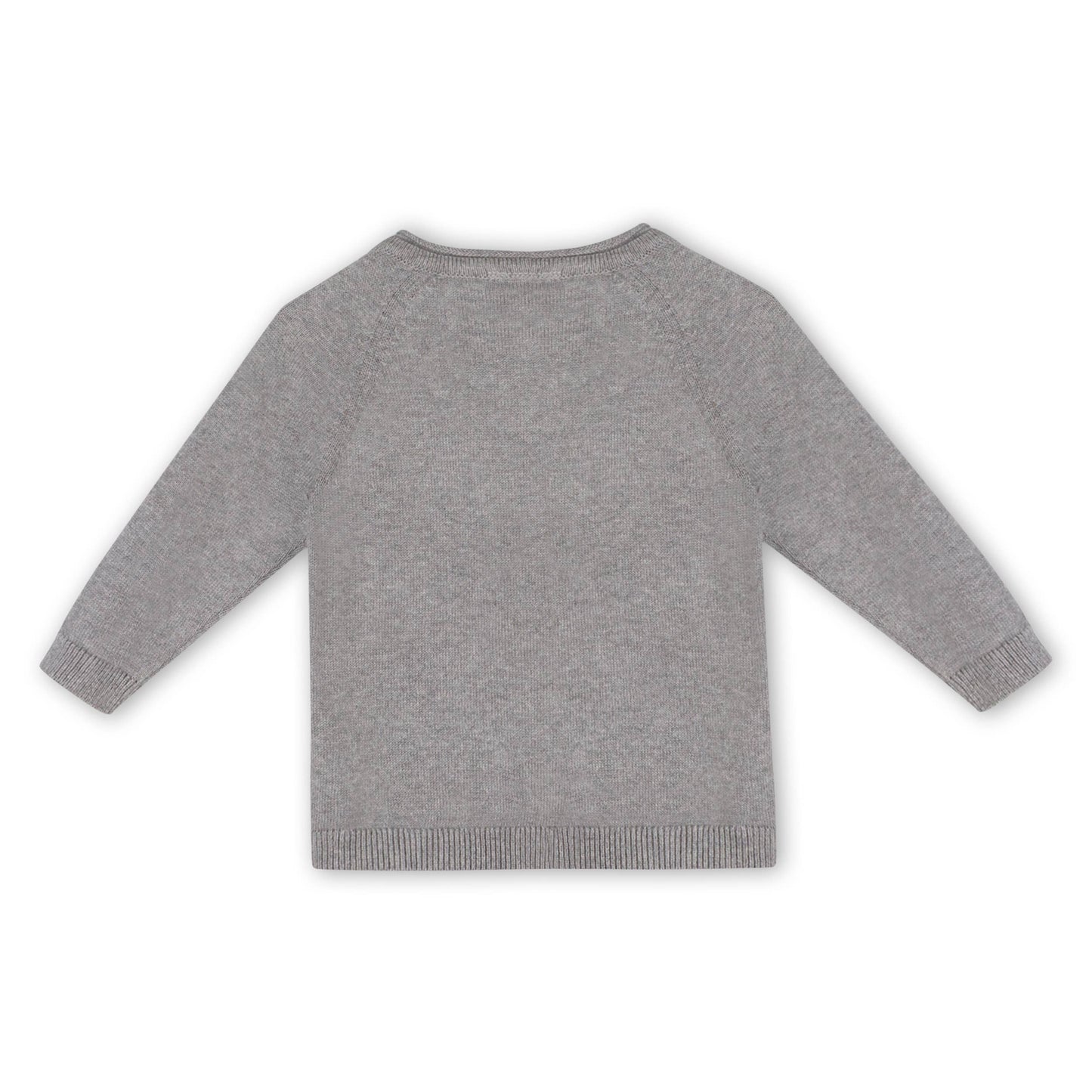 Dinosaur Jacquard Knit Raglan Baby Sweater (Organic Cotton): Heather Grey / 12-18M