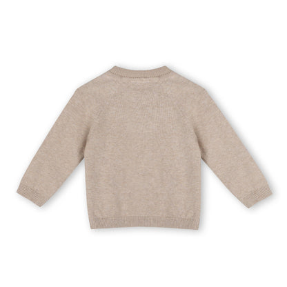 Moose Applique Raglan Baby Pullover Sweater (Organic Cotton): Oat Heather