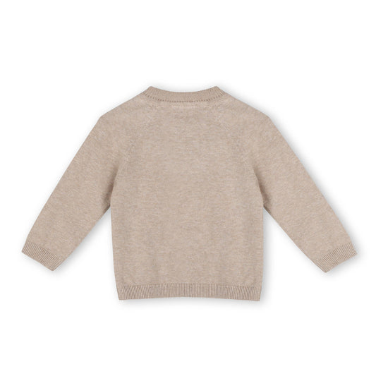 Moose Applique Raglan Baby Pullover Sweater (Organic Cotton): Oat Heather