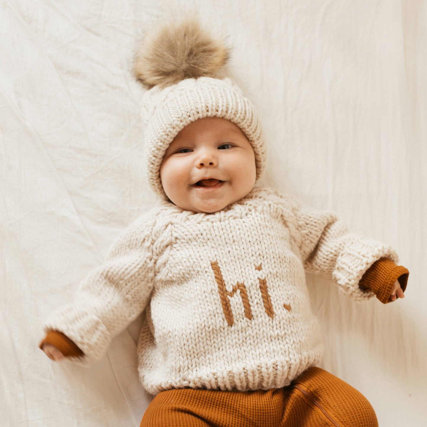 Hi. Pecan Crew Neck Sweater Baby & Toddler: 0-6 months
