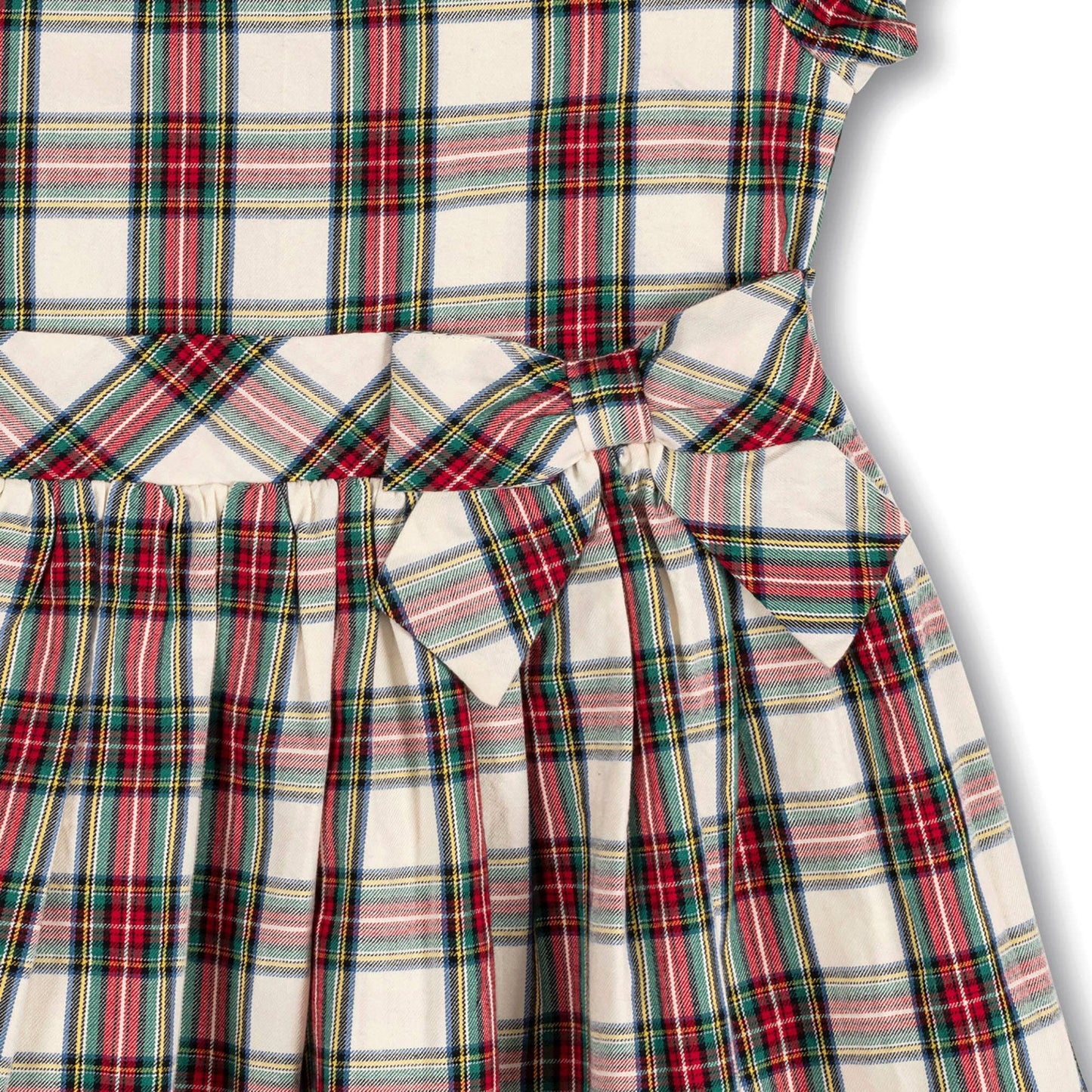 Ruffle Collar Organic Party Dress - Baby: Ivory Holiday Tartan / 18-24 Months