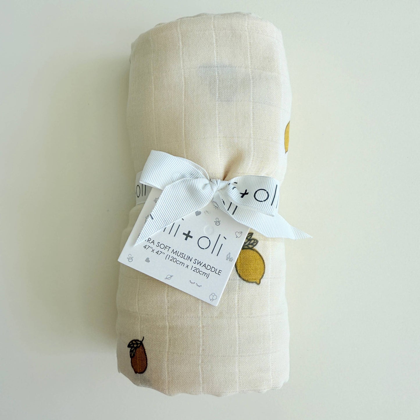 Bamboo Muslin Swaddle Baby Blanket (Lemons)