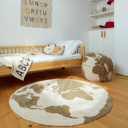 Pouf World Map Rugcycled