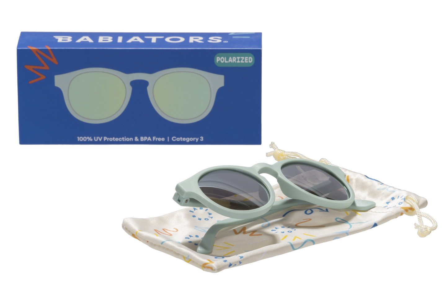 Seafoam Blue Polarized Keyhole Sunglasses with Mirrored Lens