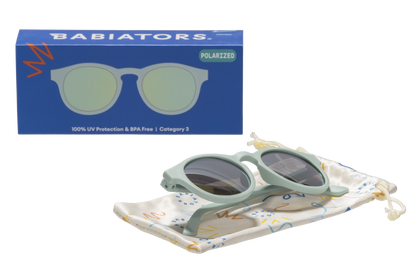 Seafoam Blue Polarized Keyhole Sunglasses with Mirrored Lens