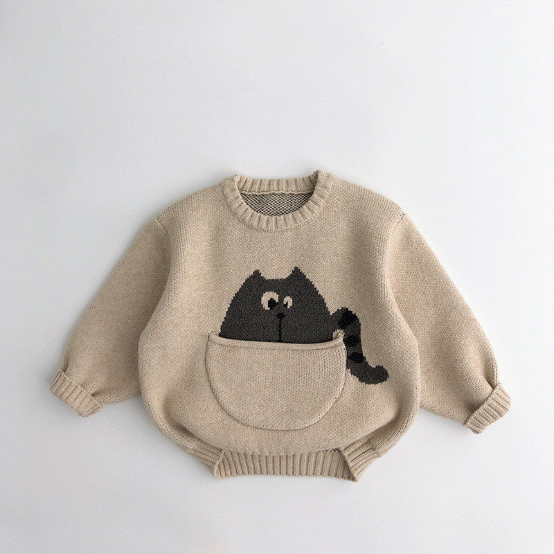 Annie & Charles® animal knitted sweater: Beige bear