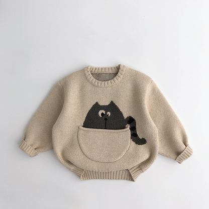 Annie & Charles® animal knitted sweater: Beige bear